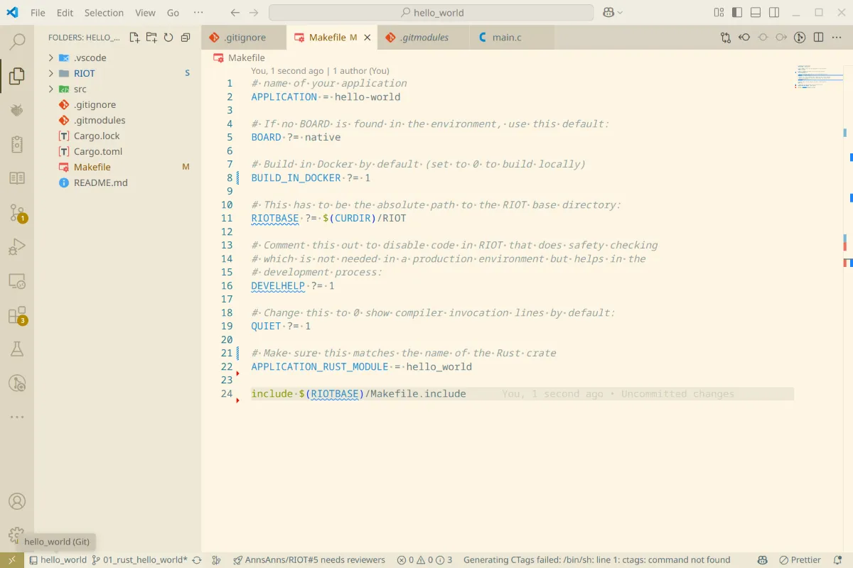 The Makefile in Visual Studio Code